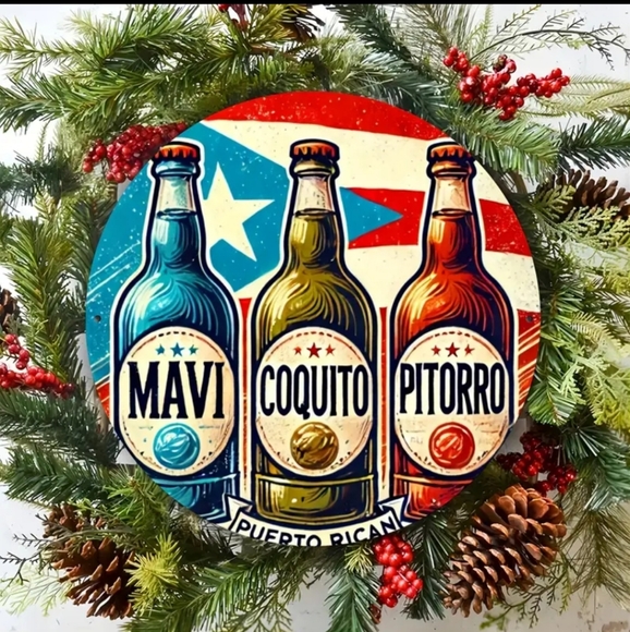 Mavi, Coquito & Pitorro Puerto Rican drinks, round metal 7.87 sign NWT - Picture 3 of 5